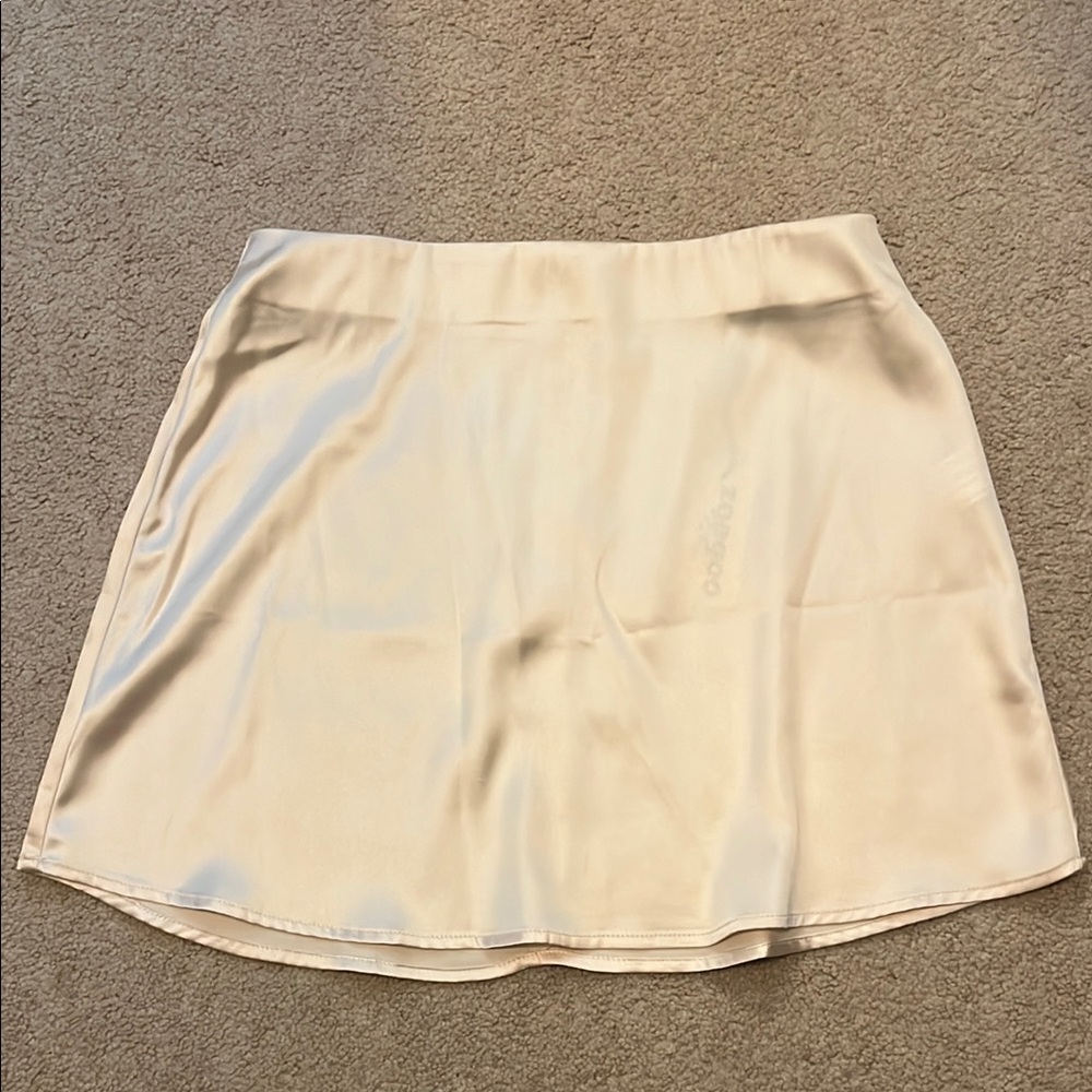 Satin Cream A-Line Mini Skirt Casual